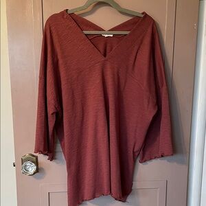 Easel V-Neck Tunic in Deep Rust